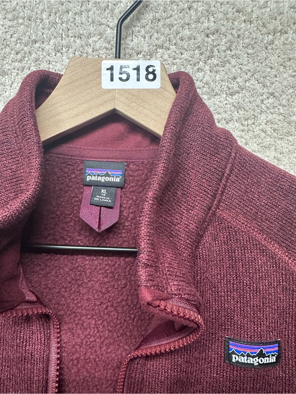Patagonia Better Sweater Full Zip Fleece Jacket Burgundy Kids XL 14 Zip Up - Picture 3 of 9